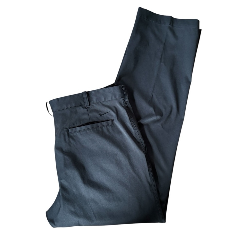 Nike Golf Dri Fit Flat Front Pant Sz 36X32 Black Country Club Athletic Sporty
